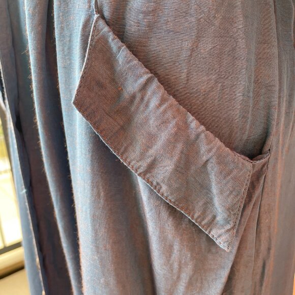 Vintage Shirtdress 80s John Ranta Blue Purple Iridescent Batwing Shirt Dress LG - Picture 7 of 16